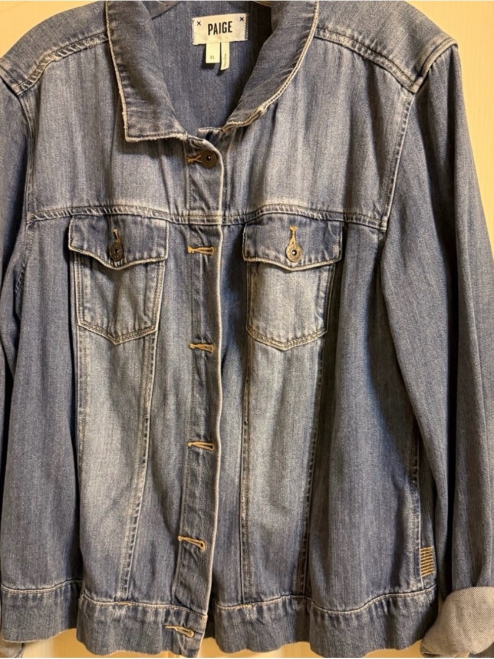 PAIGE Blue Washed Denim Jean Jacket